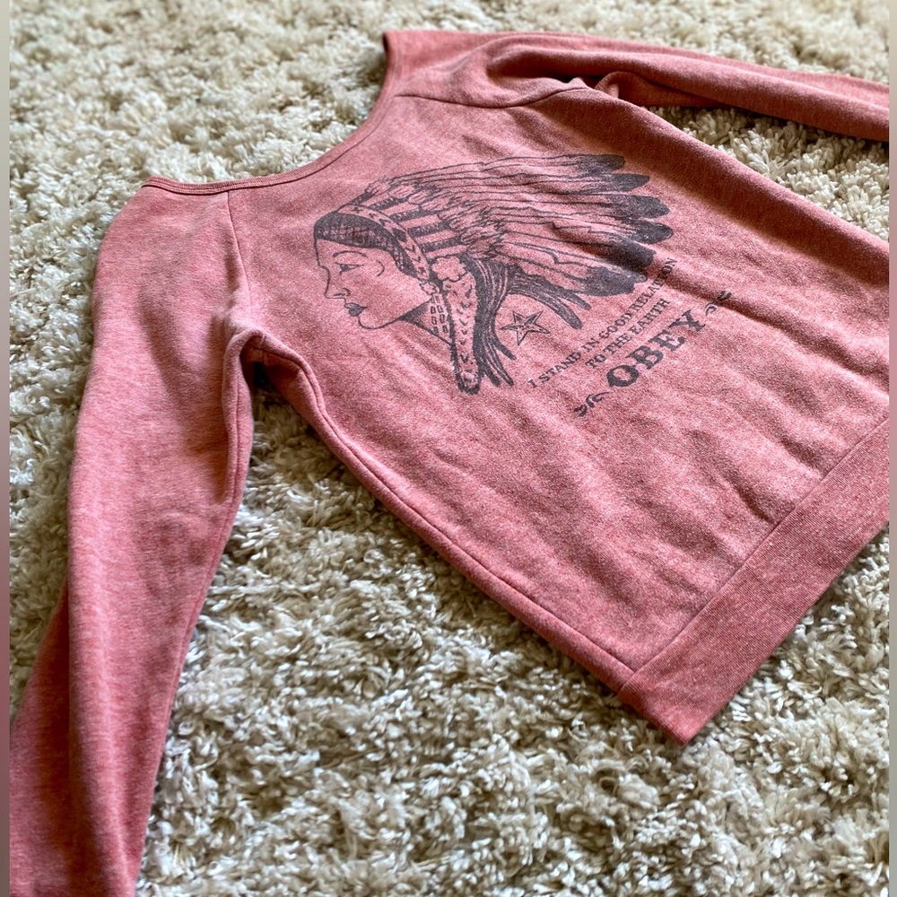 Red Long Sleeve Obey Sweater